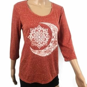 Style & Co Graphic Moon and Stars Orange SmallTee